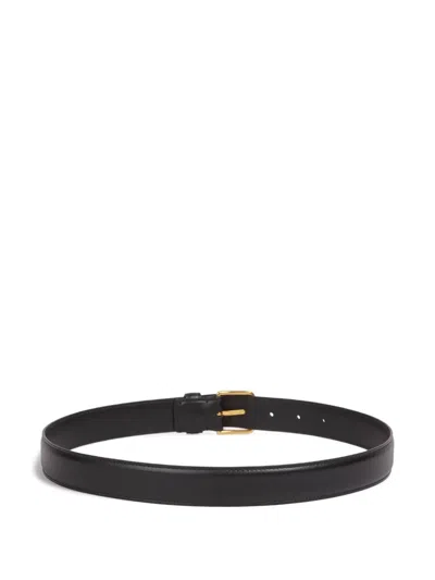 The Row Smooth Square Buckle Leather Belt In Black