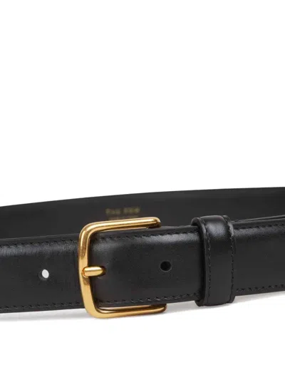 The Row Smooth Square Buckle Leather Belt In Black