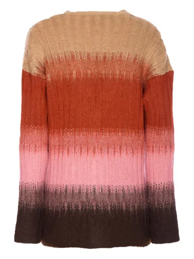 Fendi Gradient Knit Cardigan Featuring Front Pockets In Brown