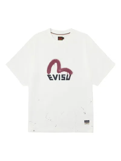 Evisu Logo Graphic T-shirt In White