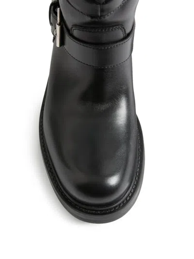 Valentino Garavani Rayons Biker Boot In Calfskin And Nappa Leather With Chevron Pattern 40mm Woman B In Black