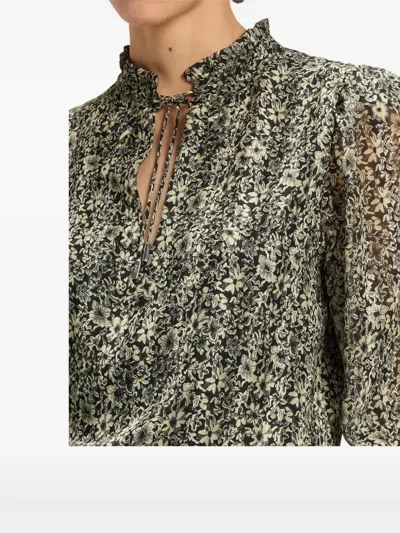 Hugo Boss Boss Orange Berodeo Floral Long Sleeve Top In Black