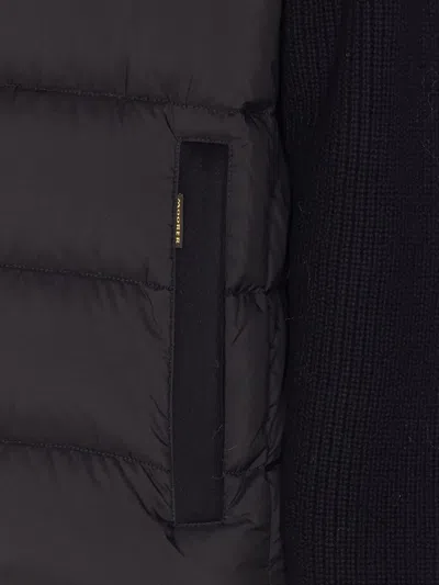 Moorer Hooded Padded Quilted Jacket Sleeves In Black