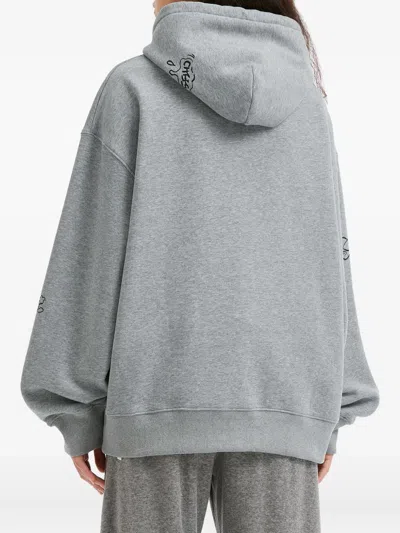 Mini Cream Graphic-print Drawstring Hoodie In Gray