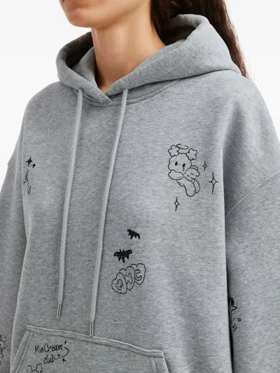 Mini Cream Graphic-print Drawstring Hoodie In Gray