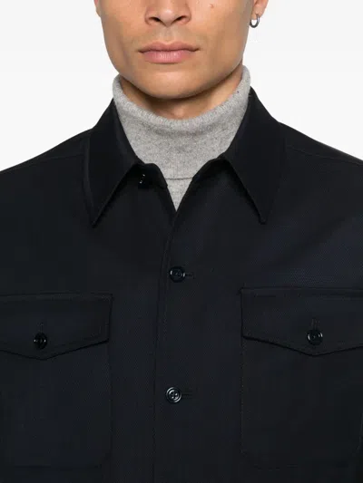 Lardini Flap-pocket Shirt Jacket In Blue