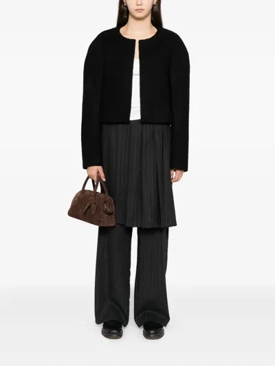 Low Classic Exaggerated-shoulder Jacket In Black