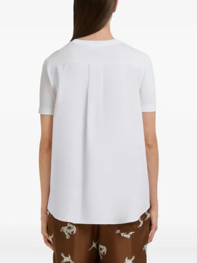 Marni Mending Logo Cotton Poplin Pocket T-shirt In White