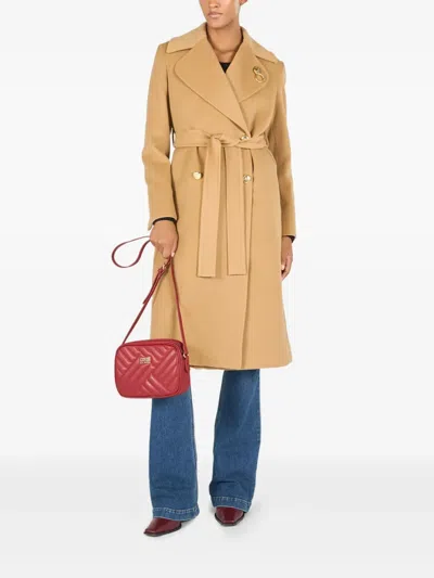 Roberto Cavalli Quilted Logo Shoulder Bag In Red