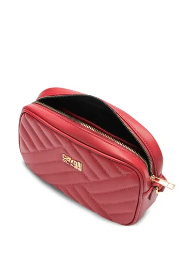 Roberto Cavalli Quilted Logo Shoulder Bag In Red