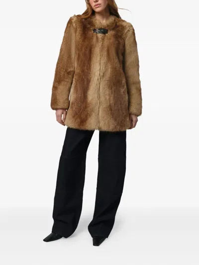 Apparis Petra Single-breasted Coat In Brown