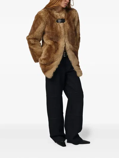 Apparis Petra Single-breasted Coat In Brown