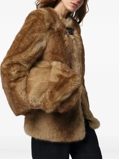 Apparis Petra Single-breasted Coat In Brown