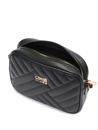 Roberto Cavalli Quilted Logo Shoulder Bag In Black
