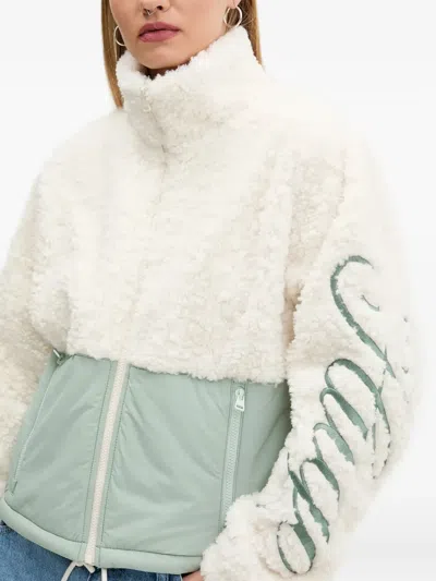 Hugo Boss Teddy Jacket With Embroidered Logo And Colour-blocking In White