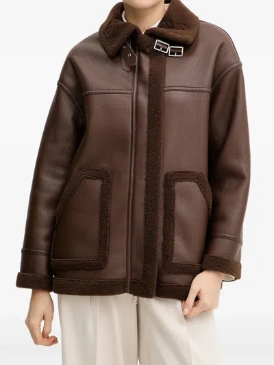 Silvian Heach Buckle-detail Jacket In Brown