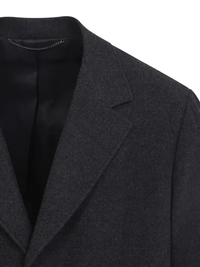 Canali Tailored Wool Coat With Classic Notch Lapel In Gray