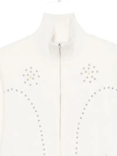 Bluemarble Studded Zip-up Cardigan In White