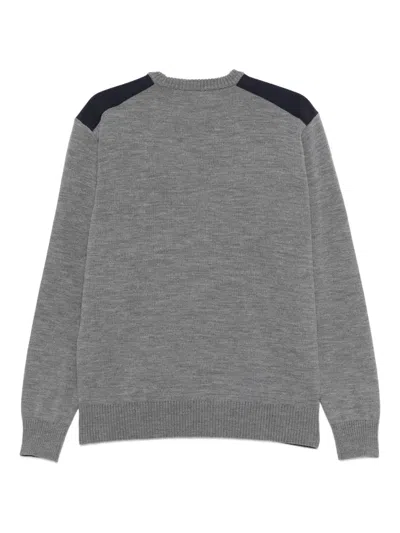 Paul & Shark Wool Crewneck Sweater Contrast Panels In Gray