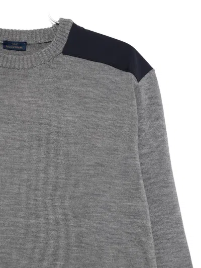 Paul & Shark Wool Crewneck Sweater Contrast Panels In Gray