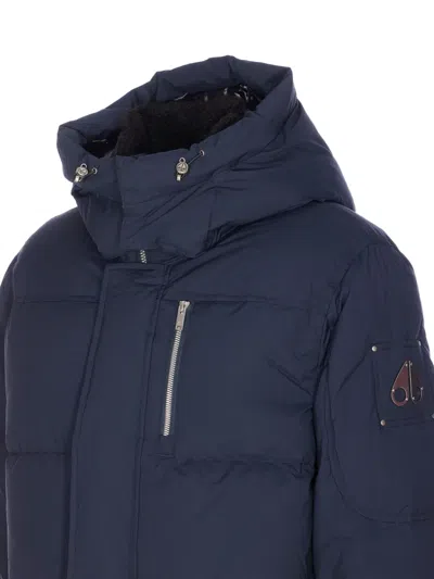 Moose Knuckles Everest 3q Removable-hood Padded Jacket In Blue