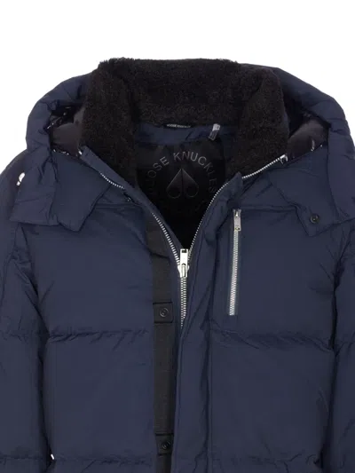 Moose Knuckles Everest 3q Removable-hood Padded Jacket In Blue
