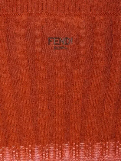 Fendi Gradient Mohair And Wool High-waisted Midi Skirt Clothing In Brown