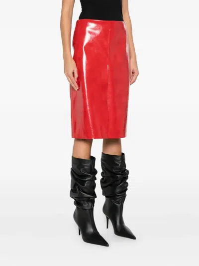 Msgm High-waisted Fitted Skirt In Red