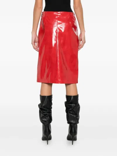 Msgm High-waisted Fitted Skirt In Red