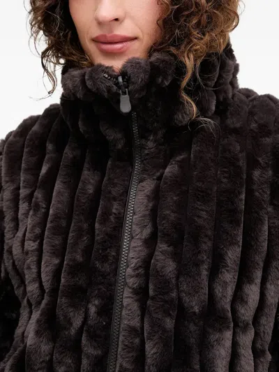 Save The Duck Textured Pufer Jacket In Brown