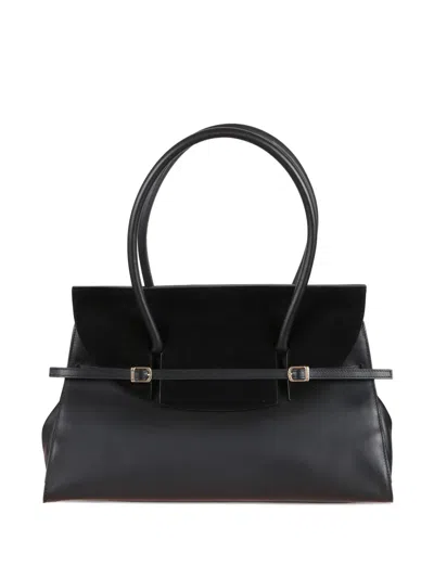 Simkhai River Small Suede-trimmed Leather Tote In Black