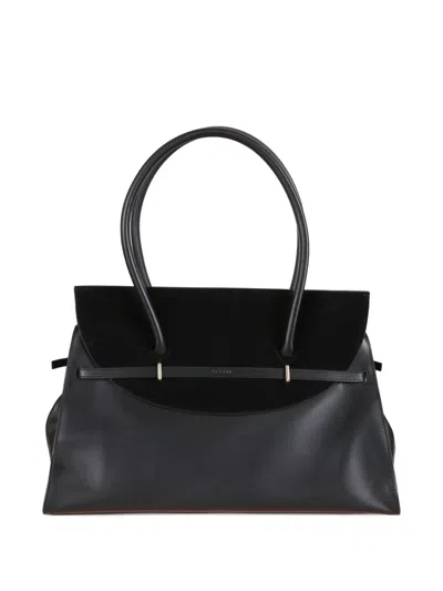 Simkhai River Small Suede-trimmed Leather Tote In Black