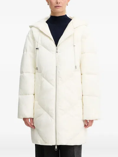 Hugo Boss Hooded Zip Puffer Jacket In White