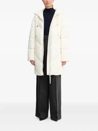 Hugo Boss Hooded Zip Puffer Jacket In White
