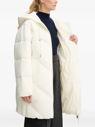 Hugo Boss Hooded Zip Puffer Jacket In White