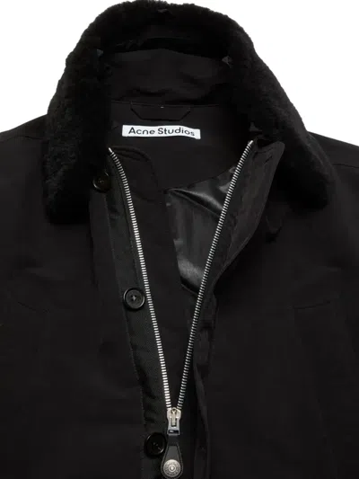 Acne Studios Shearling-collar Bomber Jacket In Black