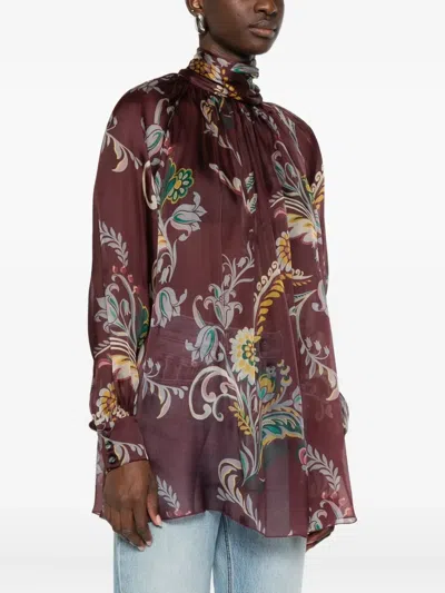 Etro Women's Silk Blouse And Scarf Detail In Multi