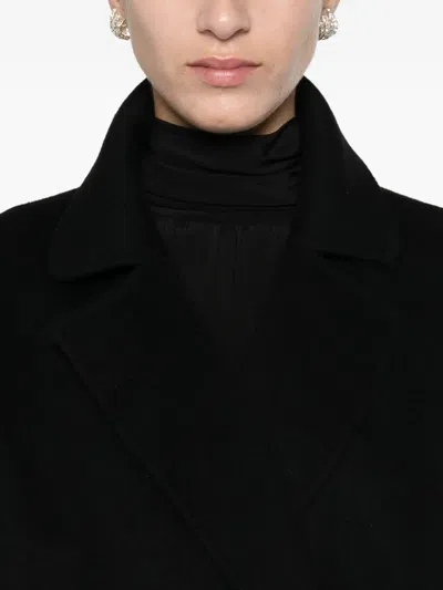 P.a.r.o.s.h Black Belted-waist Cashmere Midi Coat In Black