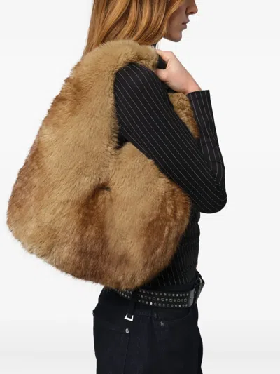 Apparis Colette Faux-fur Shoulder Bag In Brown