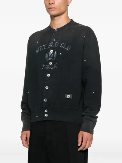 Khoki Faded-effect Printed Cardigan In Black