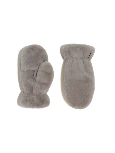 Apparis Coco Faux Fur Mittens In Gray