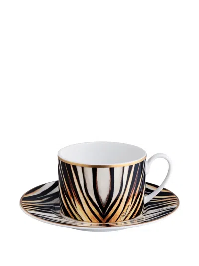 Roberto Cavalli Ray Of Gold2 Tea Cups In Gift Box