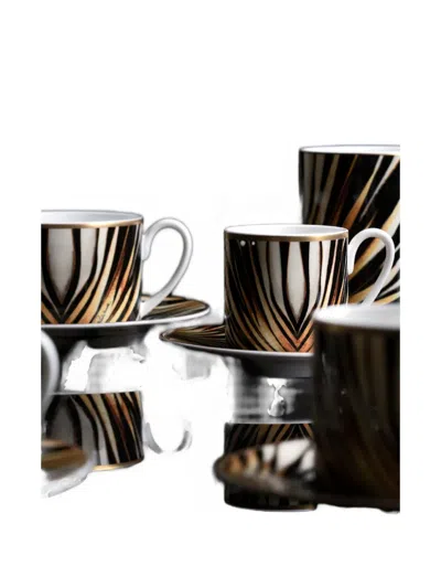 Roberto Cavalli Ray Of Gold2 Tea Cups In Gift Box