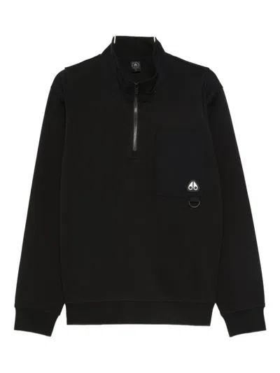 Moose Knuckles Patch-pocket Sweatshirt In Black