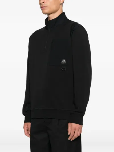 Moose Knuckles Patch-pocket Sweatshirt In Black