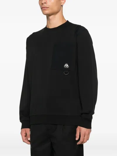 Moose Knuckles Patch-pocket Sweatshirt In Black