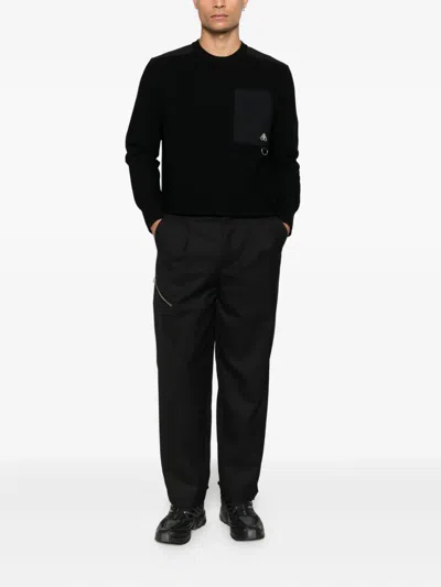 Moose Knuckles Lowan Panelled Knit Sweatshirt In Black