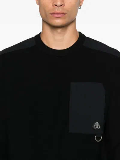 Moose Knuckles Lowan Panelled Knit Sweatshirt In Black