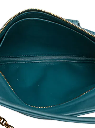 Pre-owned Dior 2021 Medium Calfskin Double Chain Bag Crossbody Bag In Blue