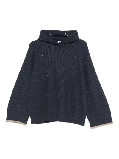 Brunello Cucinelli Sequin-embellished Hoodie In Blue